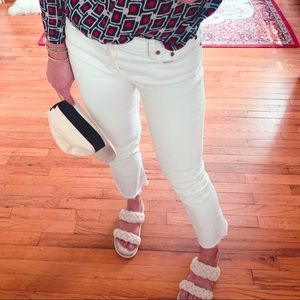 Zara - cropped kick flare jeans, white, size 25